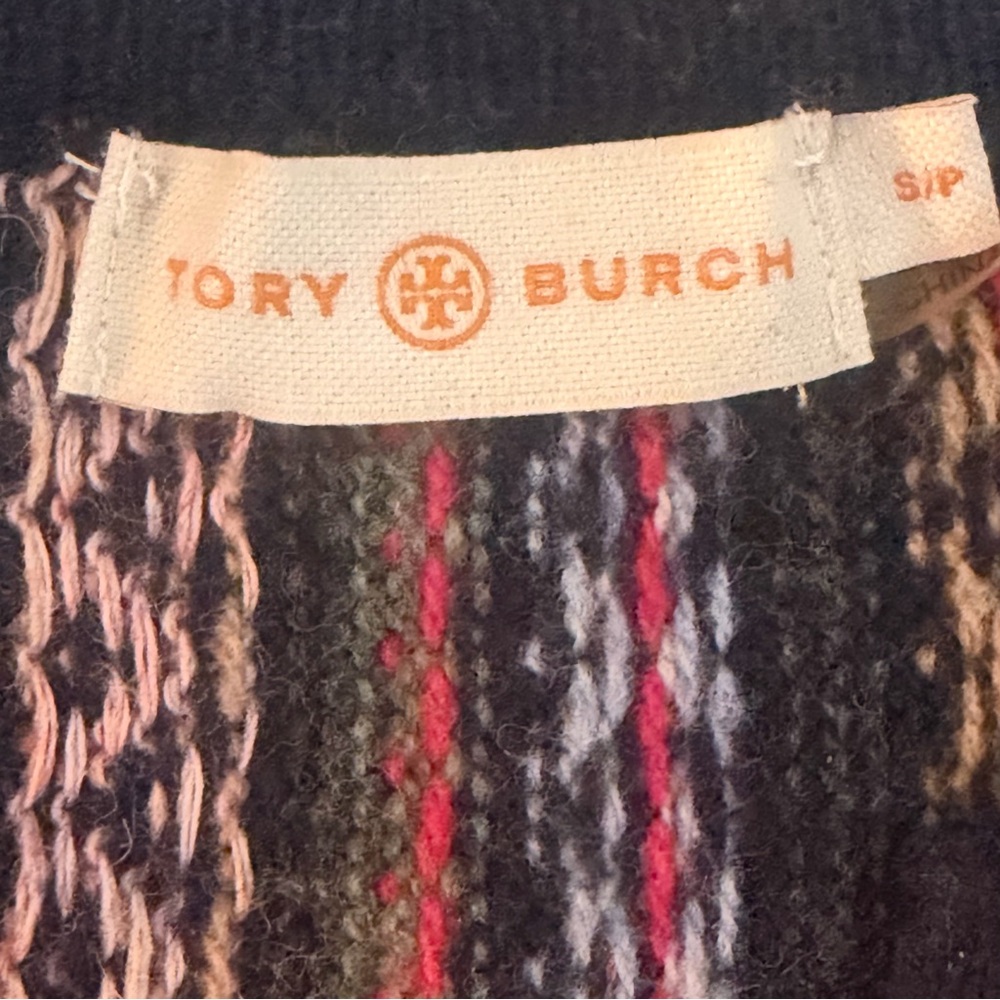 Tory Burch Fair Isle Alpaca Wool V-Neck Boho Tunic Sweater sz S Apres Ski Lodge - Picture 2 of 16